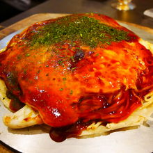 そば入りのお好み焼き