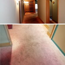 残念な廊下のカーペットの汚れ