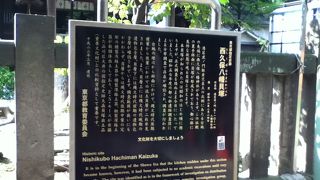 社殿前に説明板がある