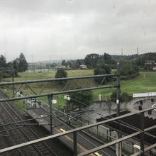 駅高架橋より館前遺跡全景