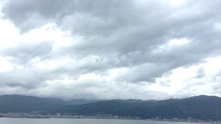 諏訪湖を眺める