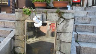 勢いよく流れる温泉が見られます