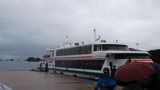 台風の影響で、船が揺れました。