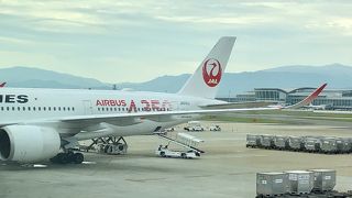 福岡空港とJALエアバスA350は快適な組み合わせ♪( ´θ｀)
