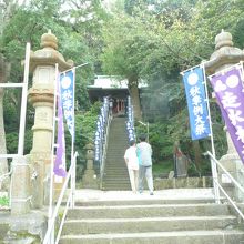 本殿に登る参道の石段