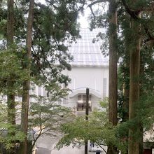 文殊楼へ続く階段から根本中堂が眼下に見えます。