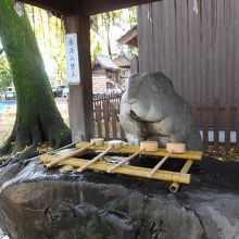 手水舎にもうさぎ。