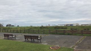 滑走路を横から眺める感じ