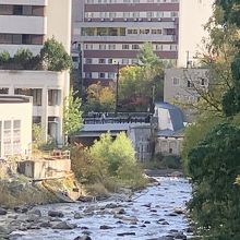 二見吊橋から温泉街を見た光景