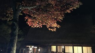 秋のライトアップ、夜の合掌造