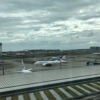 バスルームから飛行機が見えます