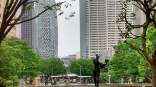 新宿中央公園の新宿白糸の滝から、新宿駅方面を見た景色は最高