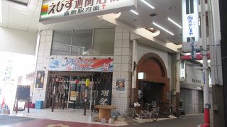 倉敷駅前から美観地区へ続く商店街の一角