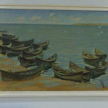 豊かな水で溢れていた頃のアラル海を描いた絵の展示。