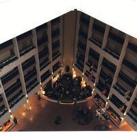 ホテルの真ん中が天井まで続く吹き抜けになっています