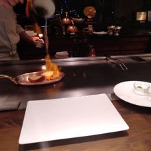 デザートのフランベ