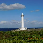 残波岬　青い空、碧い海に白い灯台は最高です。