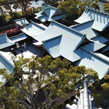 天守から見た神社