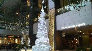 クリスマスツリーの周囲も電飾で飾られていい雰囲気でした