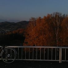 和寒市街地と白樺オレンジのコラボの様子