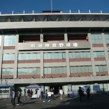 神宮球場は、伝統のある野球場です。将来の野球青年の目標の地