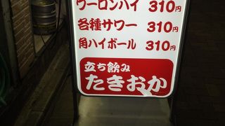 御徒町駅北側の立ち飲み屋さん