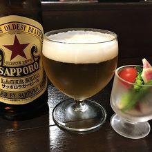 ビールとつきだし。
