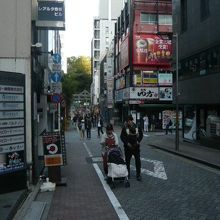 この横丁からも日枝神社の入口が見えます。ここも飲食店と人並み