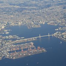 空から見た横浜ベイブリッジ