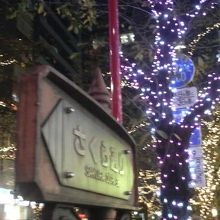 ピンク色に輝く街路樹もありました