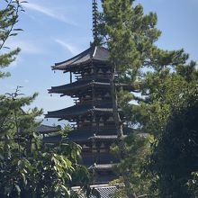 西円堂から見える五重塔