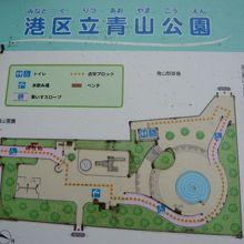 港区立の青葉公園の案内図です。約２０ｍの範囲内の公園です。