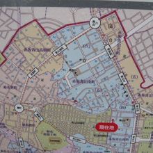 青山公園の周辺の区画や路面電車の運転経路等の記載があります。