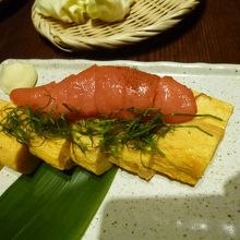 だし巻きと明太子、別々に食べると美味しい