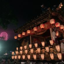 秩父神社　本町屋台と花火