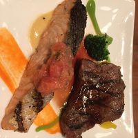 サーモンとサーロインステーキ