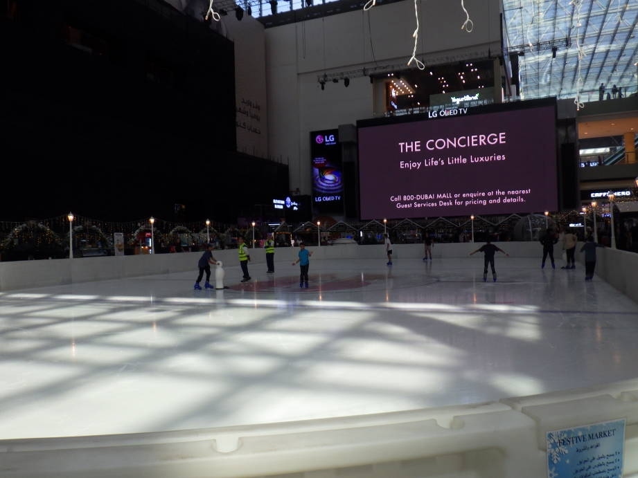 砂漠の国で氷の上を滑るという体験はとても贅沢な体験のように見えました