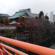 橋の近くにある