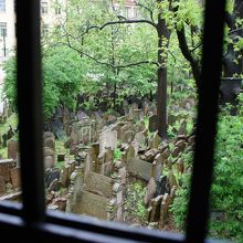 窓から見えるユダヤ人墓地