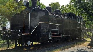 蒸気機関車がある公園。