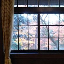 窓越しの秋景色