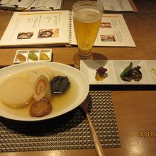 おでん５種と珍味とおでんのからし・ワサビ