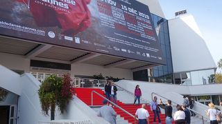 レッドカーペットの敷いてある階段があるので，記念撮影が出来ます。