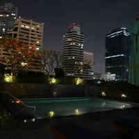 夜の屋上プール