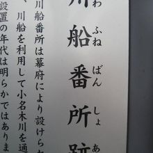 川船番所跡に関する江東区教育委員会の解説板の表題部です。