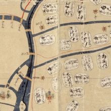 川船番所跡の解説板の説明の中に引用されている江戸時代の絵地図