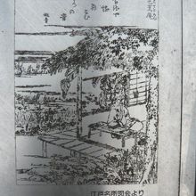 万年橋の畔に置かれている案内にも、芭蕉庵の絵が記されています