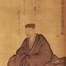 奥の細道旅立ち三百年記念句碑の石碑に関連する芭蕉の姿です。