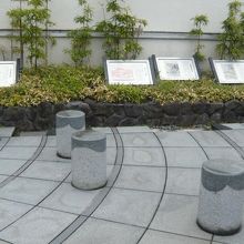 芭蕉翁之像の広場には、芭蕉が訪れた場所のパネルがあります。