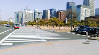 (皇居前広場)　二重橋前は,観光客で賑わっています。